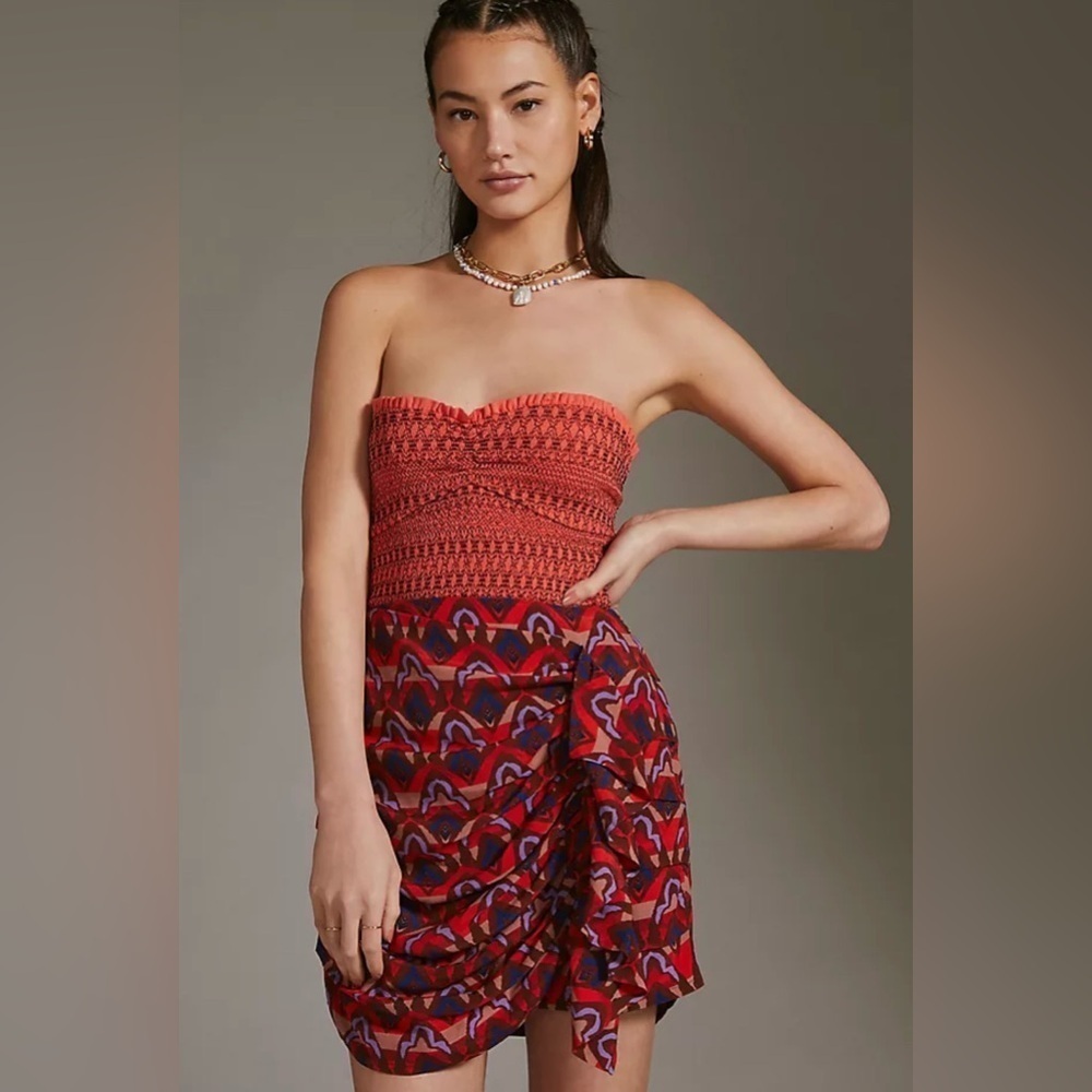NWT Anthropologie Viscose Blend Dolan Ruched Ruffle Boho Mini Skirt Size XL - Picture 1 of 5